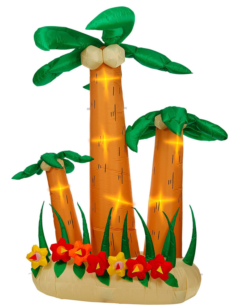 Detalhe da iluminação interior dos 3 palmeiras gigantes insuflável luminosos para decoração