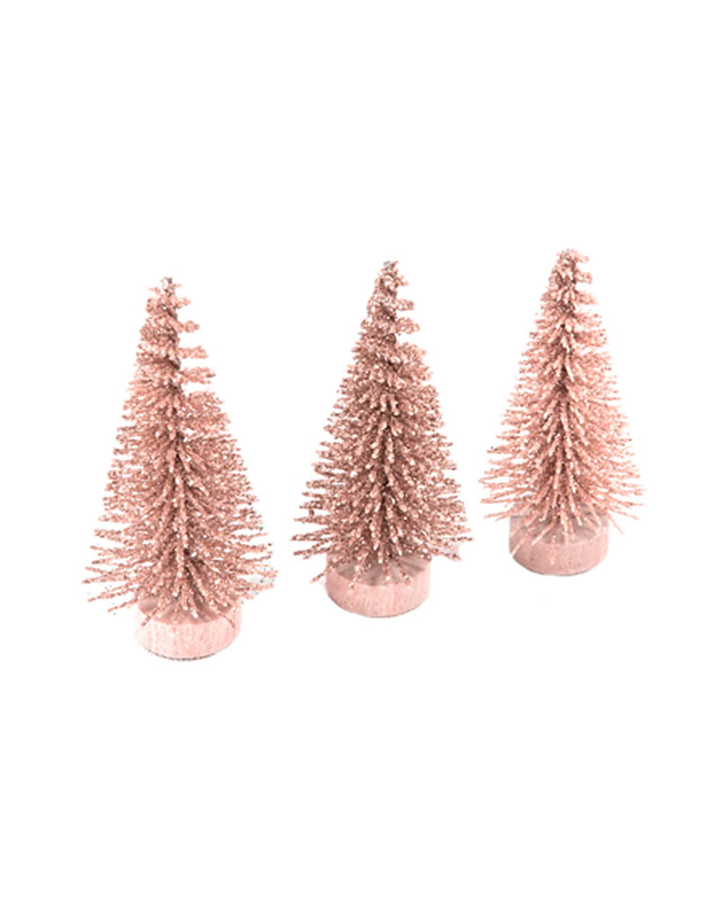 Pequenos pinheiros artificiais de natal para decoração ouro rosa com brilho
