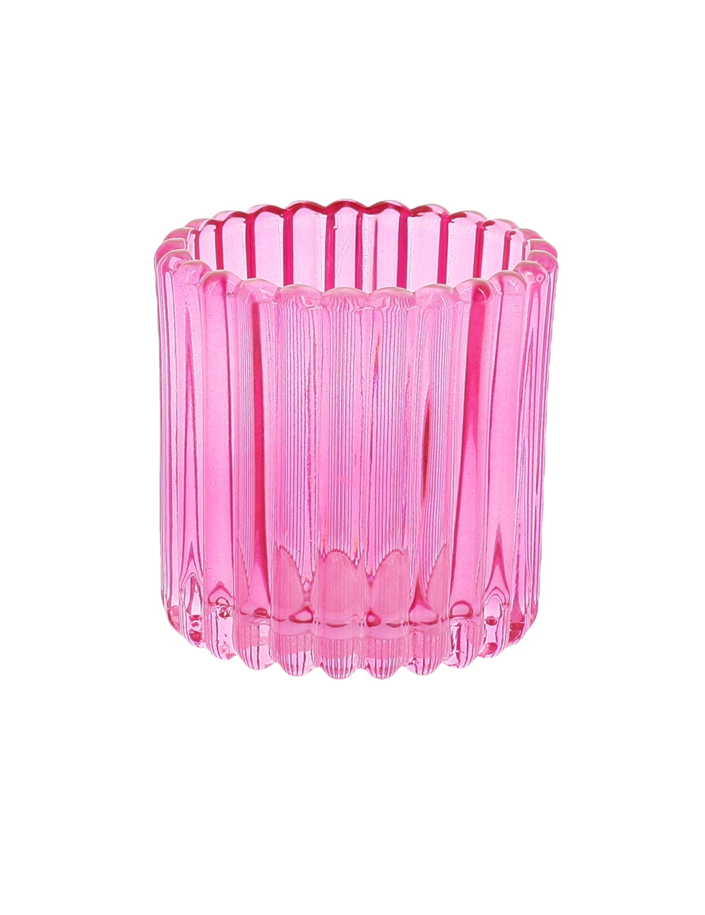 3 castiçais de vidro cor-de-rosa, laranja e amarelo 7.5 cm