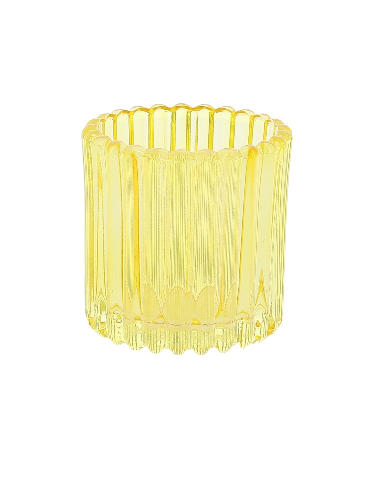 3 castiçais de vidro cor-de-rosa, laranja e amarelo 7.5 cm