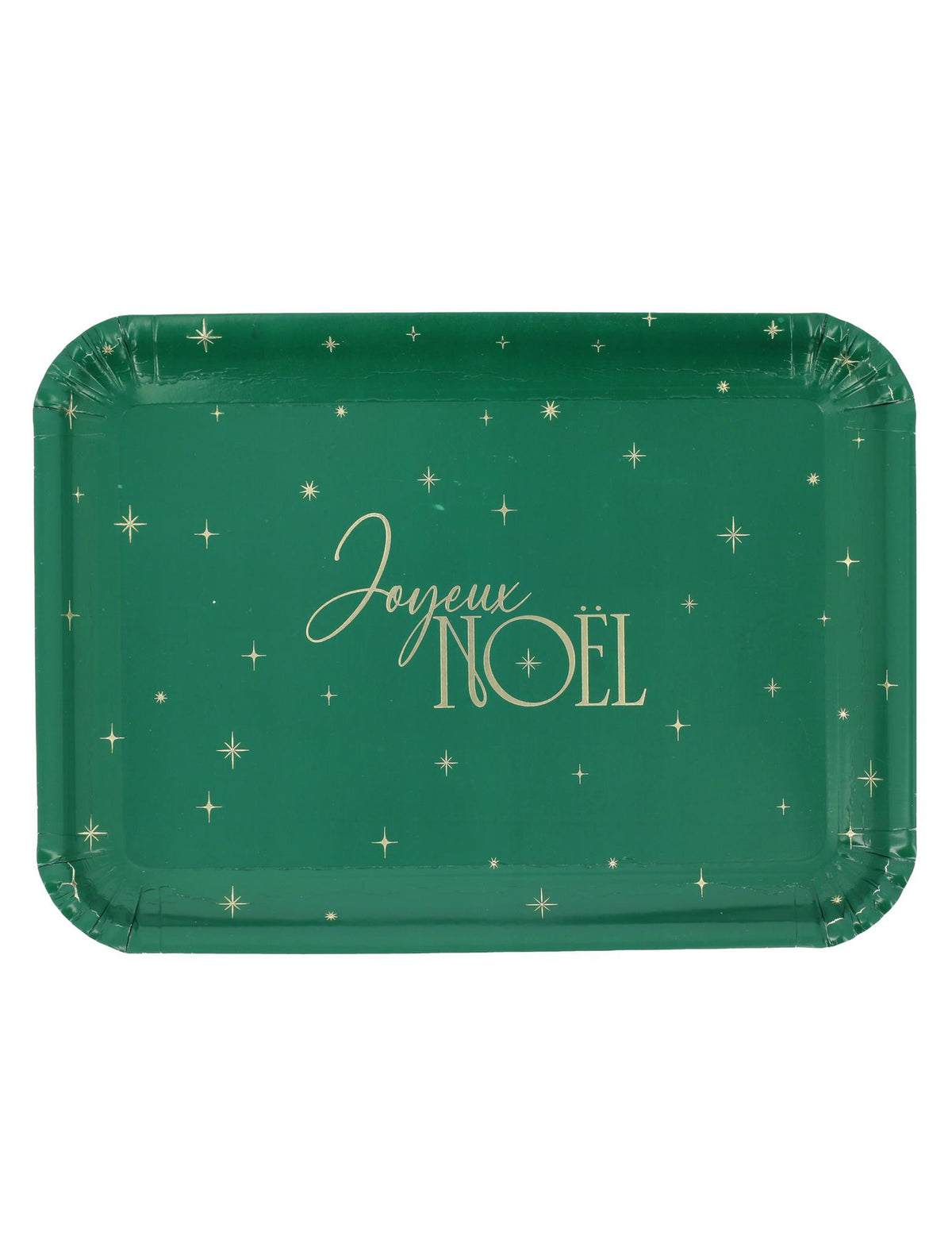 3 tabuleiros de cartão verde e dourado Feliz Natal 35 x 25,5 cm