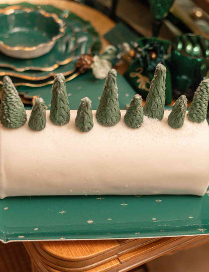 3 tabuleiros de cartão verde e dourado Feliz Natal 35 x 25,5 cm