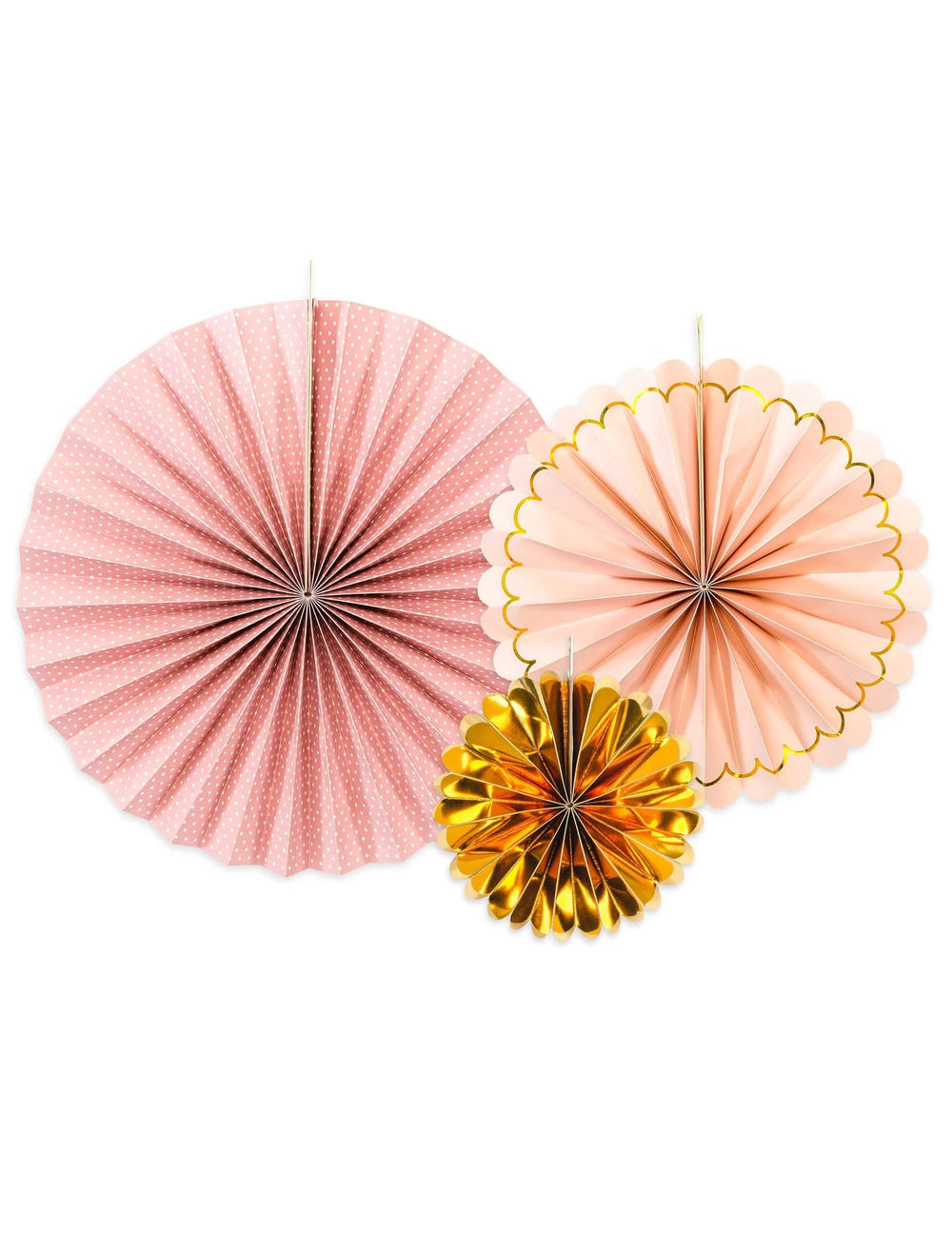 3 rosáceas em cartão cor de rosa em pó e dourado