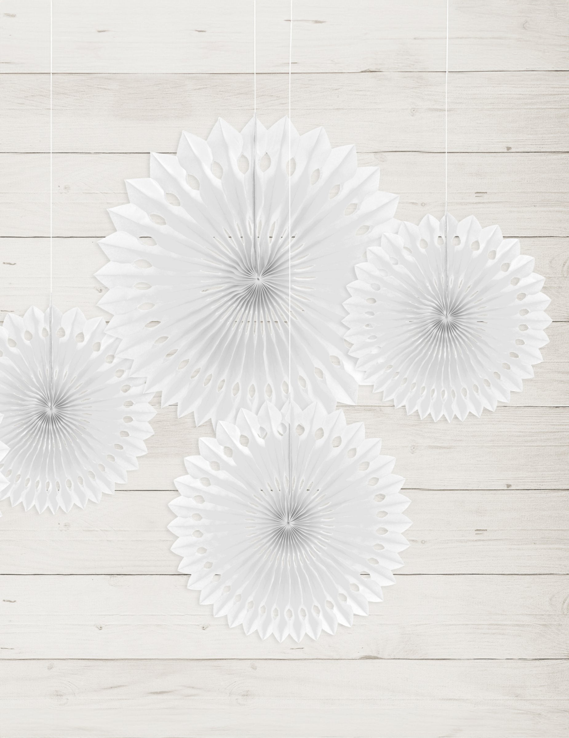 Rosaces éventails en papier pour décoration blanc