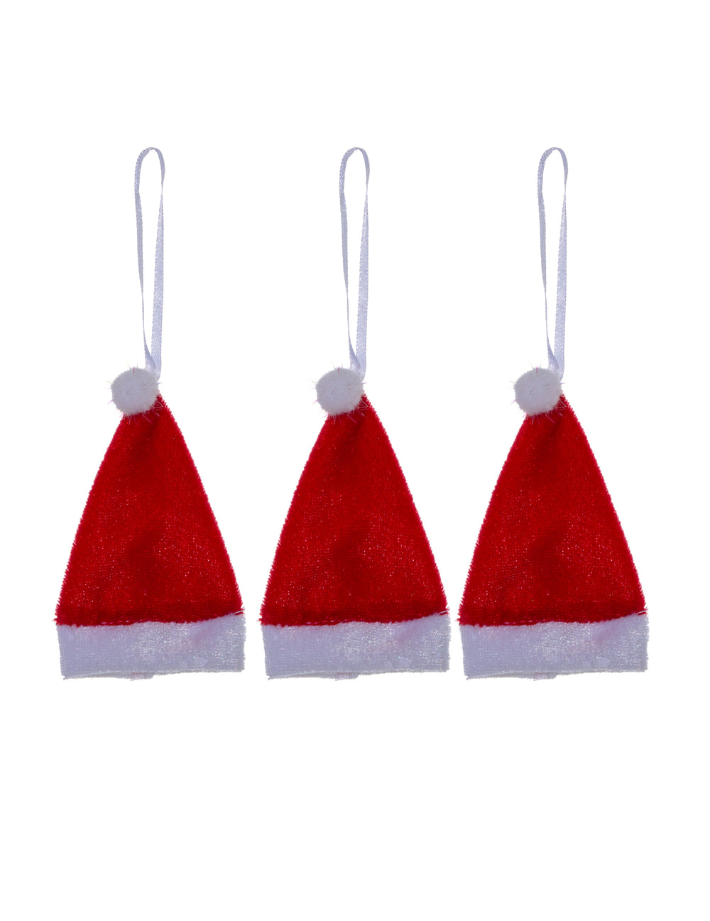 3 suspensions bonnets de Noël rouges et blancs