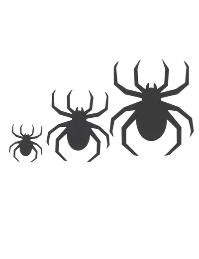 30 aranhas decorativas de papel preto 7 x 8 cm, 13 x 15 cm e 17,5 x 20 cm