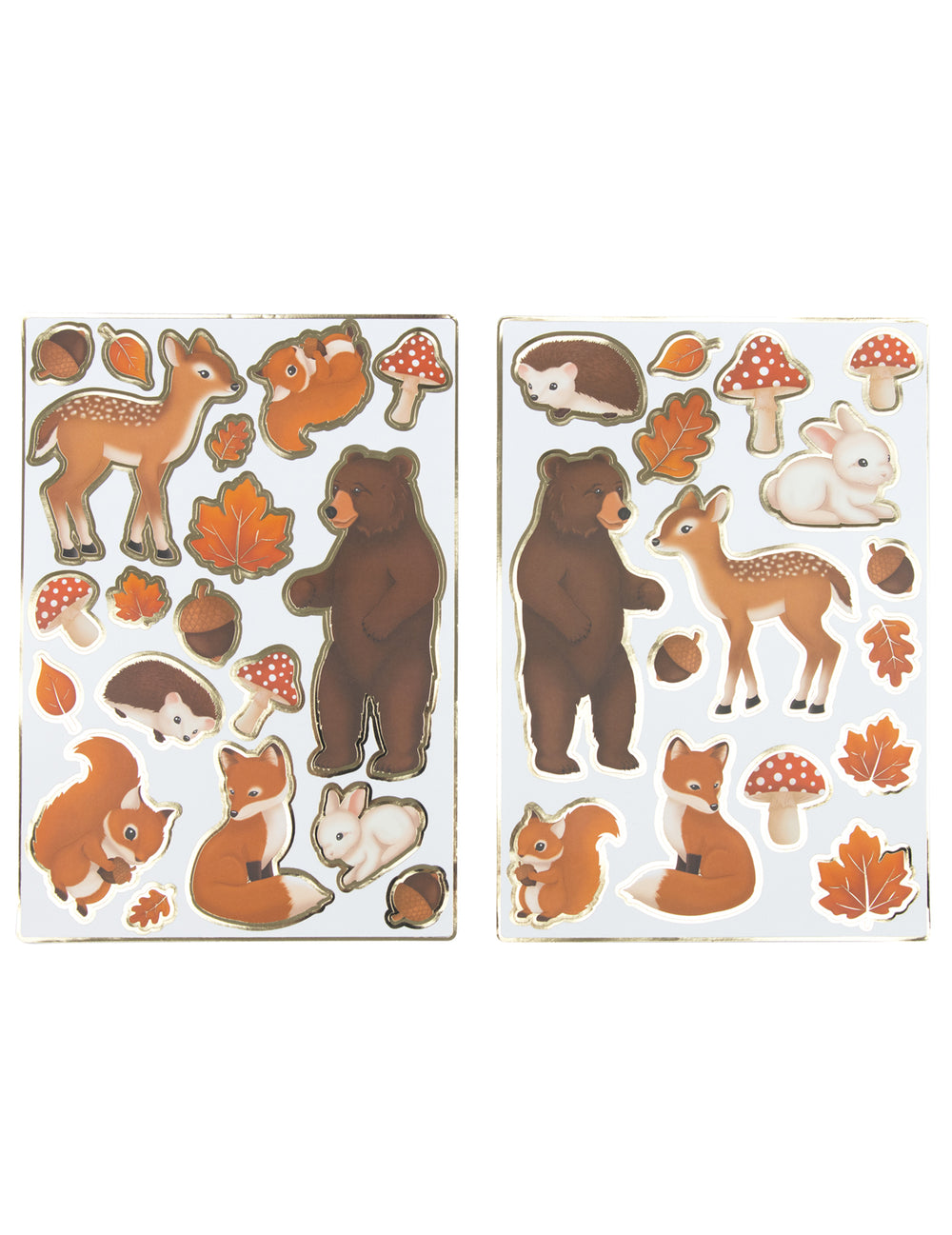 Stickers woodland animaux des bois pour décoration forêt avec bordures dorées