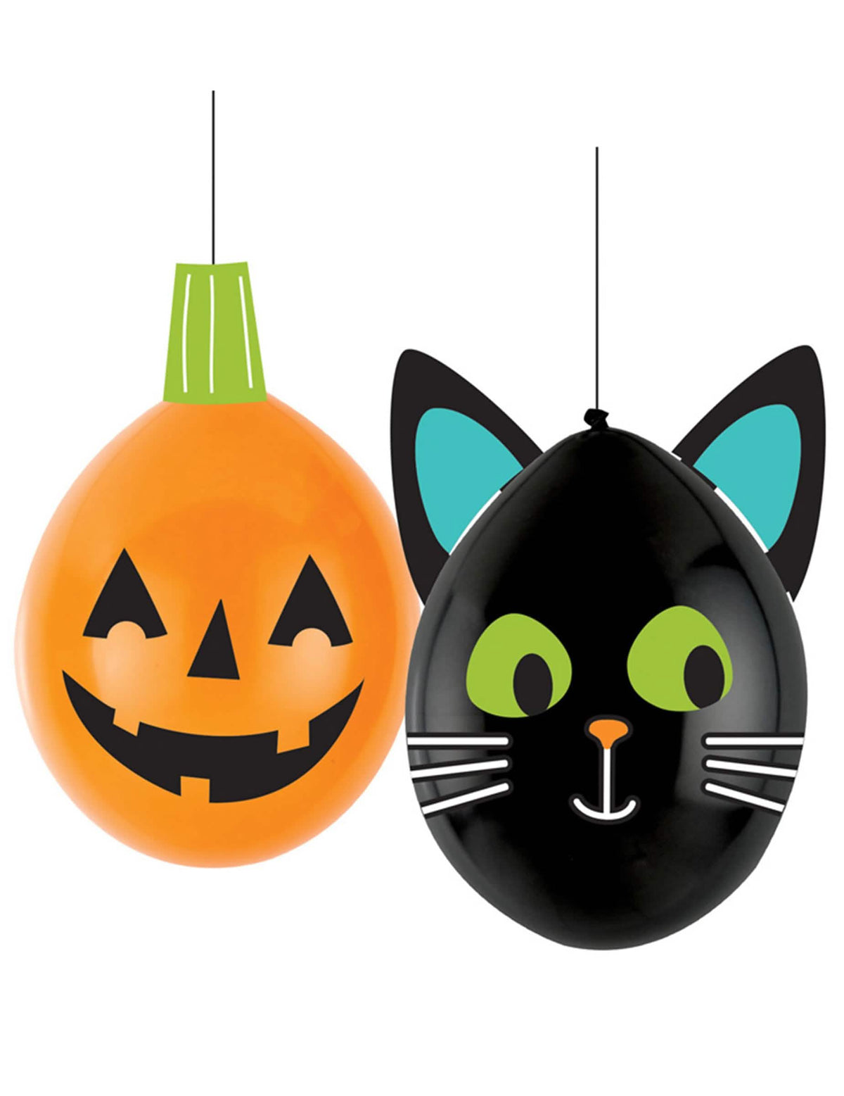 balões de látex DIY halloween Friends para festa cor de laranja e preto com padrão de abóbora e gato