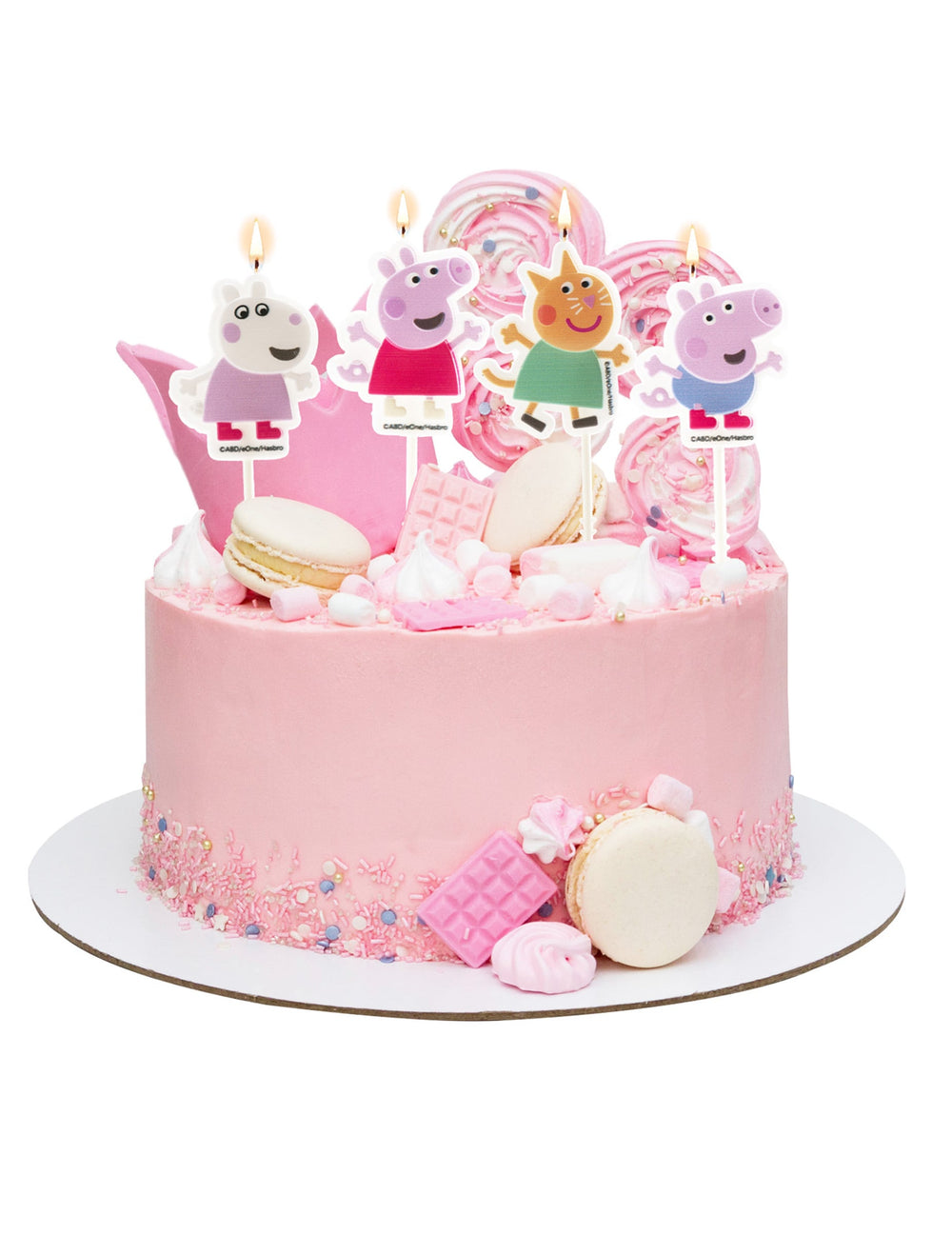 Mise en situation sur un gâteau des 4 Bougies anniversaire Peppa Pig