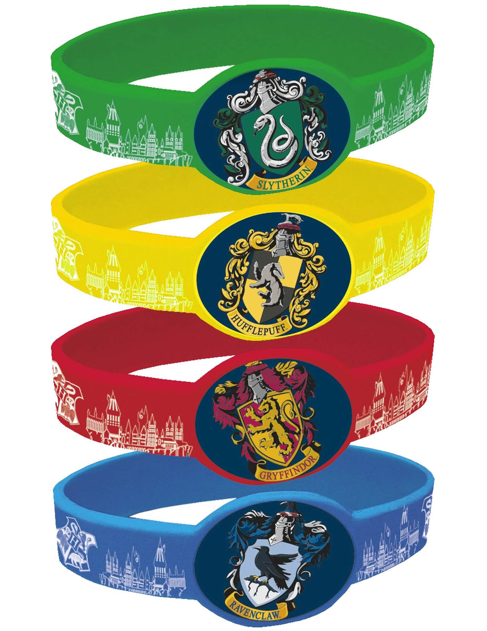 Braceletes elásticos Harry Potter para criança multicoloridos com brasões de Hogwarts