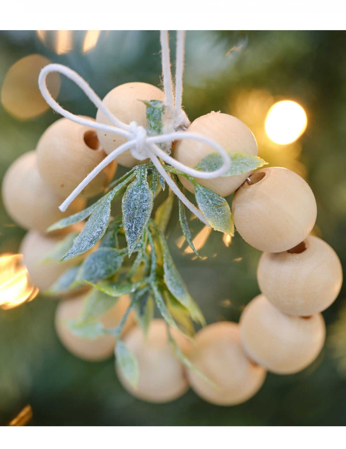 Décoration de sapin de Noël végétale pour la maison perles de bois naturelles