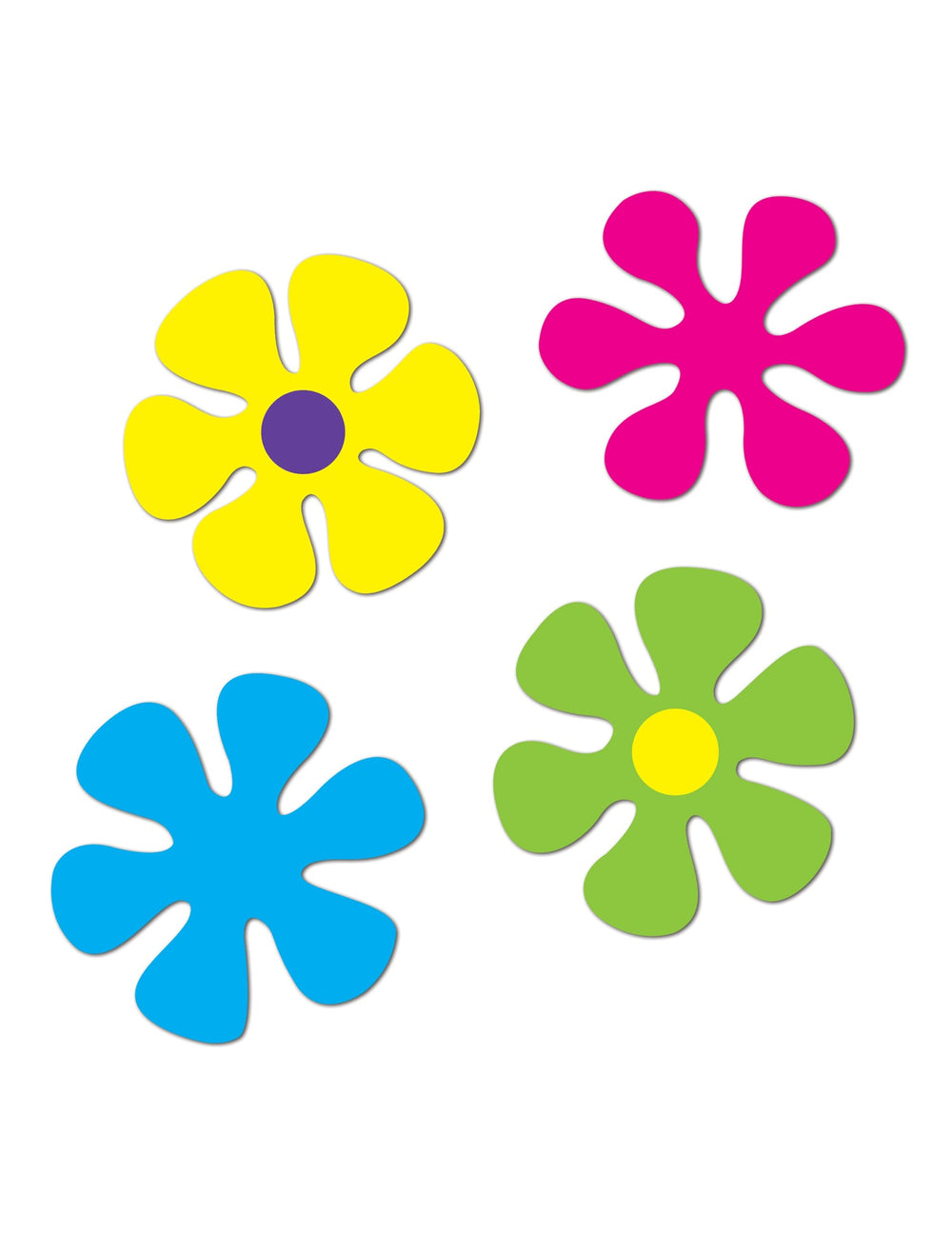 Décorations en carton Fleurs rétro multicolores