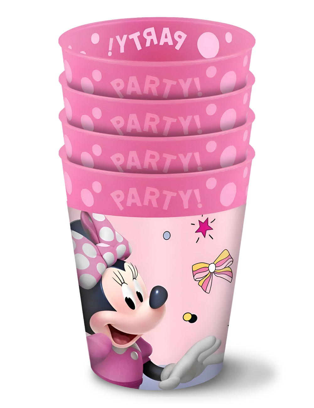 Gobelets réutilisables Minnie pour enfant roses à pois avec inscription Party
