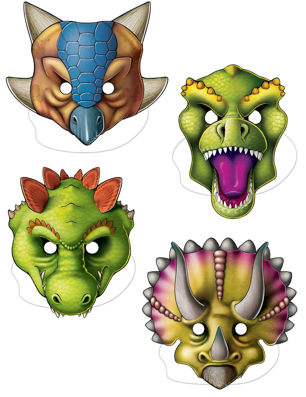 Masques de dinosaures pour enfant multicolores en carton