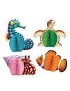 Mini centres de table en papier créatures de la mer animaux marins pour fête multicolores alvéolés
