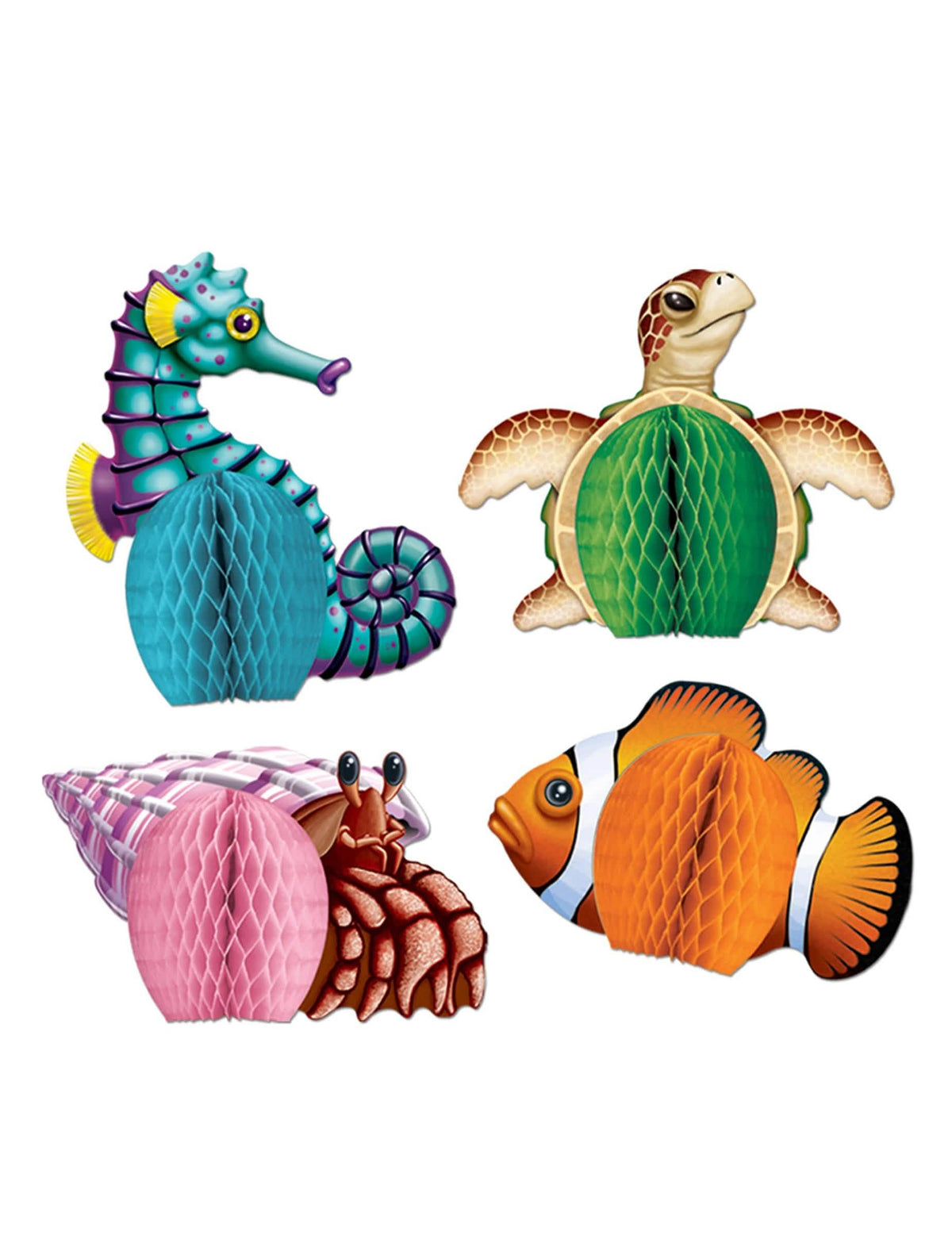Mini centros de mesa em papel criaturas do mar animal marinheiros para festa multicoloridos alveolados