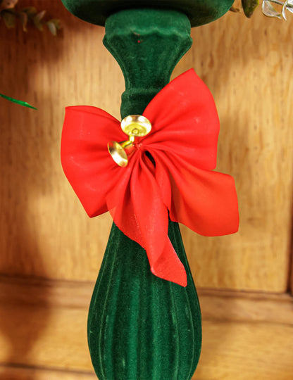 4 laços com guizos vermelho e dourado 9 x 10 cm