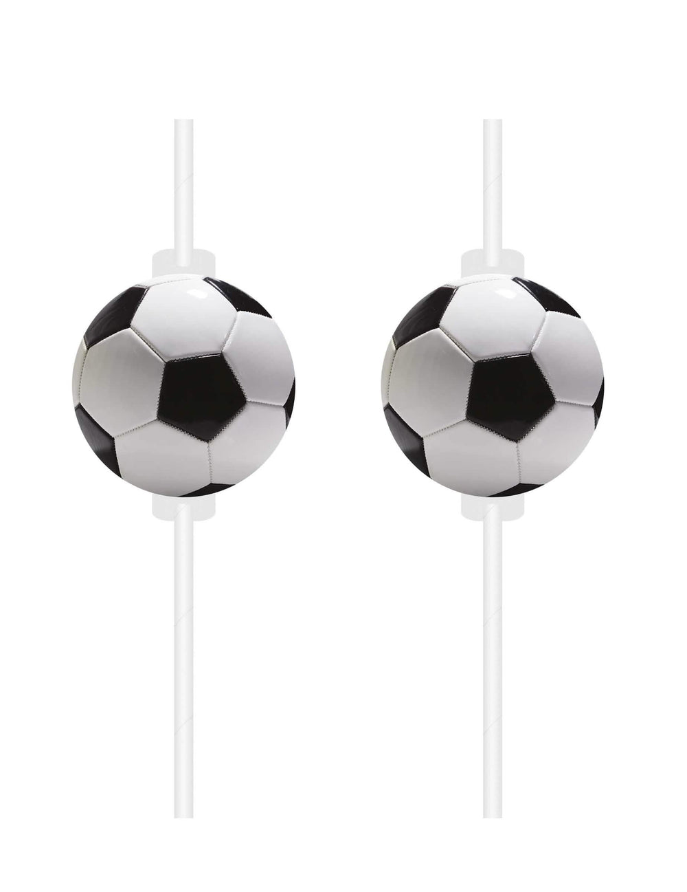 4 palhinhas de cartão football party para festa black and white com balão