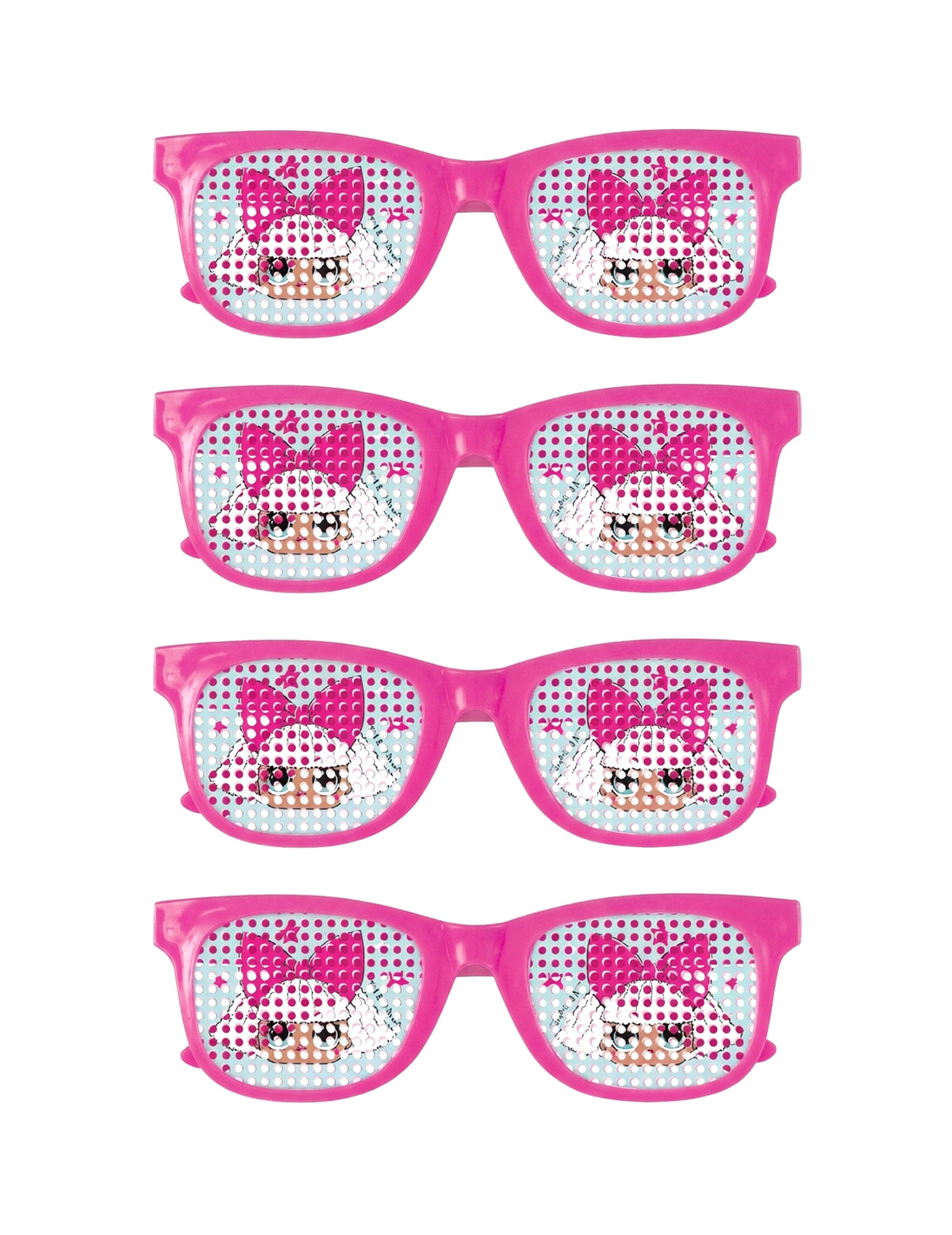 4 paires de lunettes LOL Surprise pour enfant roses à pois