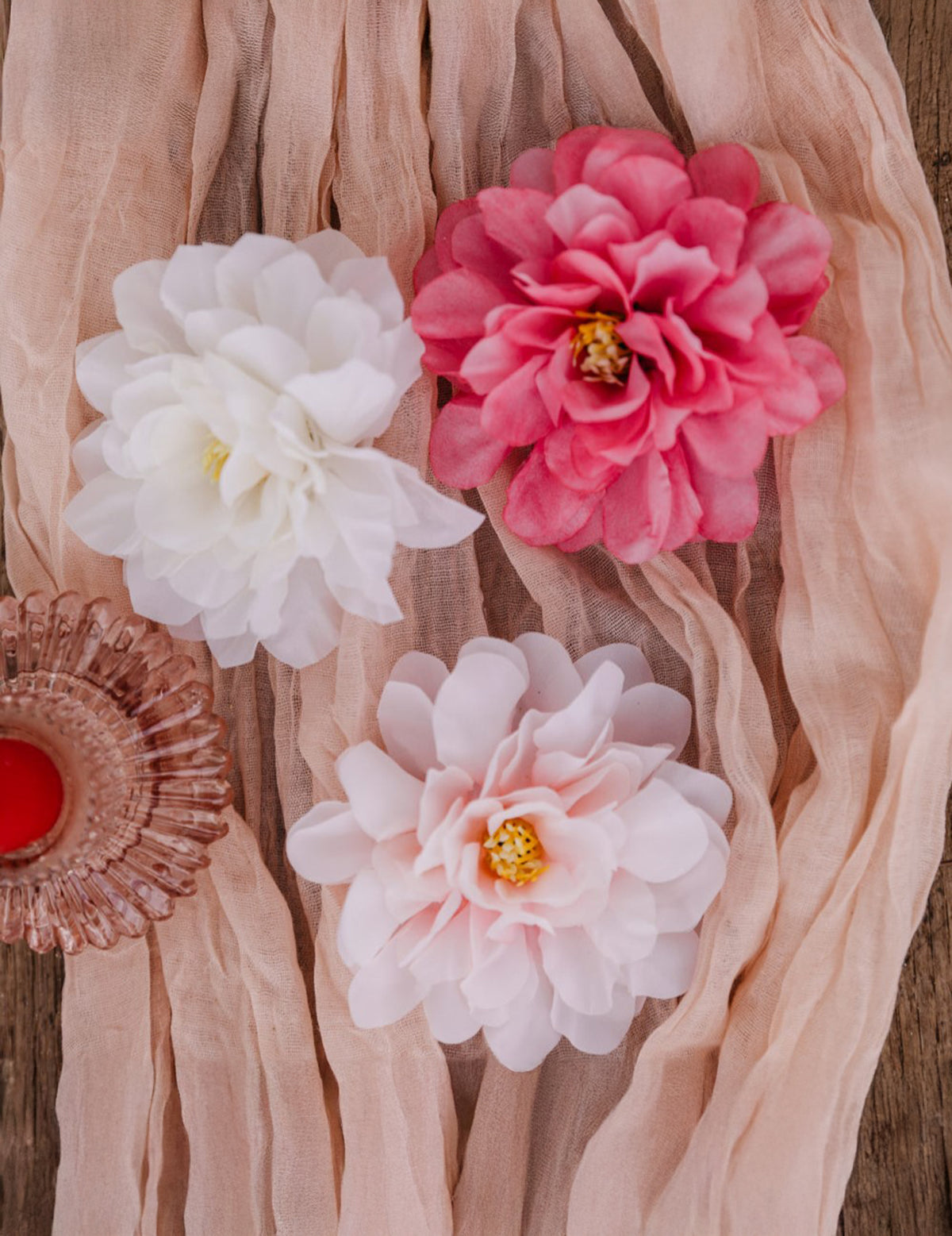 Mise en situation du lot de 4 pivoines pour décoration