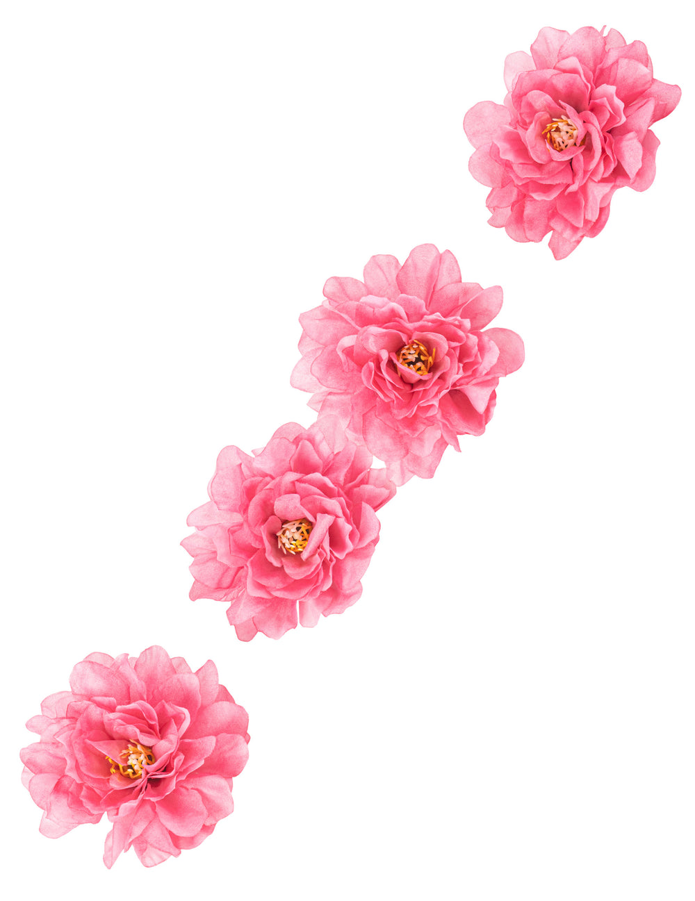 Lot de 4 pivoines pour décoration fuchsia en tissu