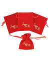 4 saquinhos de veludo vermelho e dourado Feliz Natal 9,5 x 11,5 cm