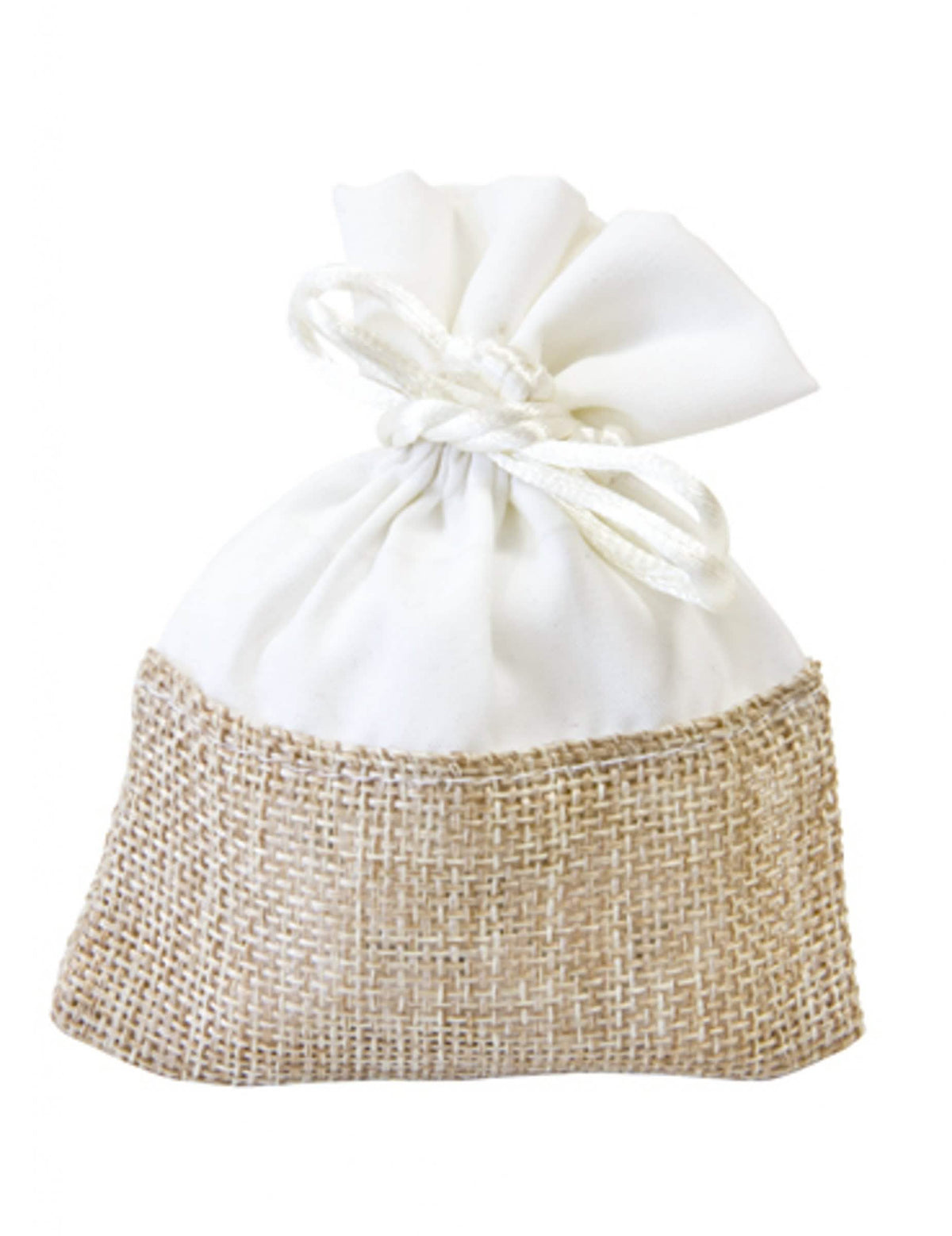 Sacos de lona e tecido para amêndoas brancas e naturais com cordão