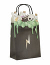 Sac cadeau en papier apprenti sorcier pour enfant noir avec bave verte et éclair doré