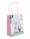Sac cadeau en papier cheval rose et blanc avec anses