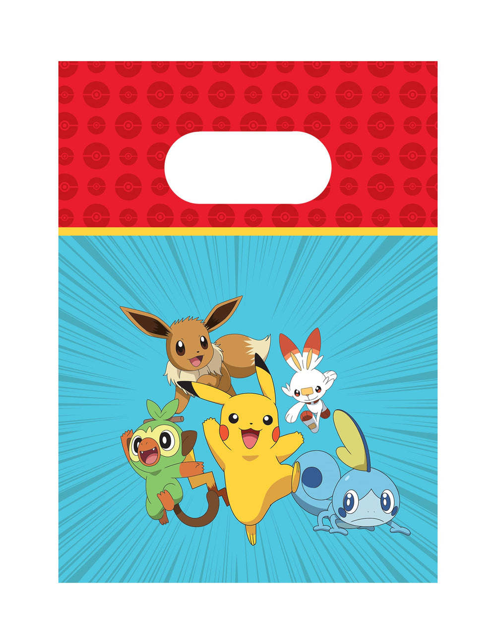 Sacs cadeaux en papier Pokémon Next Generation pour enfant bleus et rouges avec Pikachu