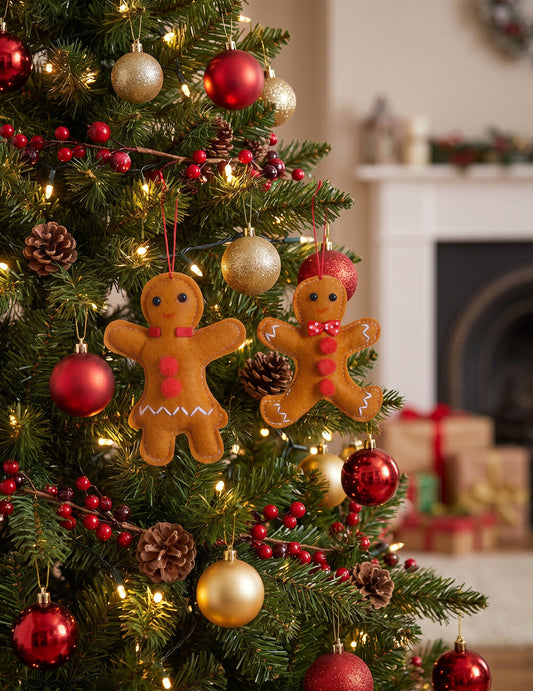 4 suspensões de pão de gengibre 10 cm para árvore de Natal