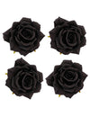 4 cabeças de rosa pretas 9,5 x 5,5 cm