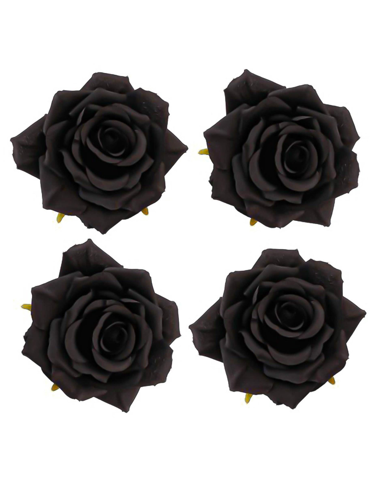 4 cabeças de rosa pretas 9,5 x 5,5 cm