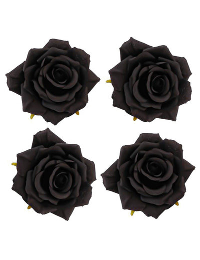4 cabeças de rosa pretas 9,5 x 5,5 cm