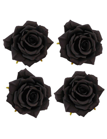 4 cabeças de rosa pretas 9,5 x 5,5 cm