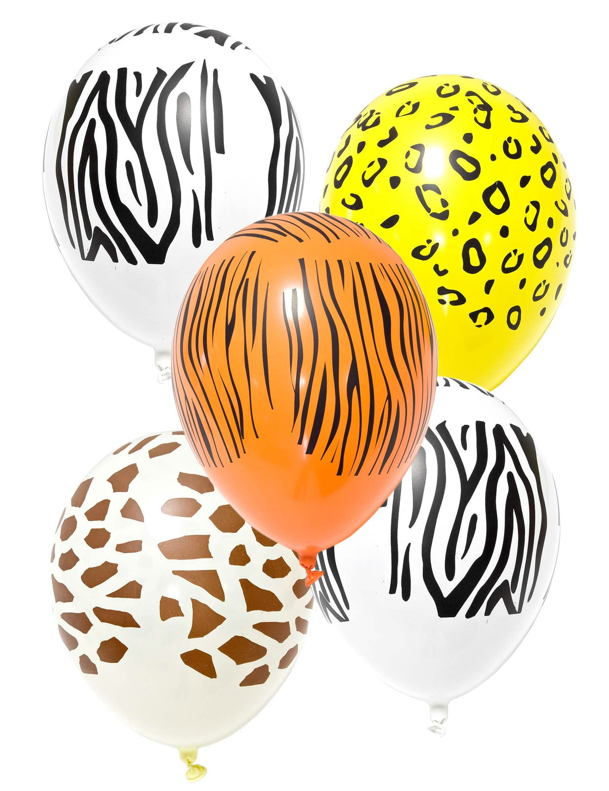 balões em latex impressos safari para festa animal da savana multicoloridos motivos zebra leopardo tigro e girafa