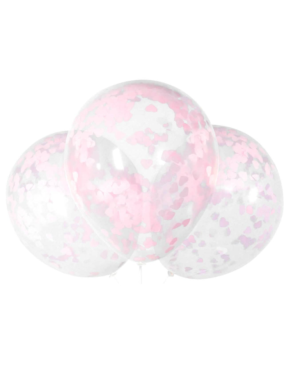 balões de látex confettis corações para festa transparentes e rosas