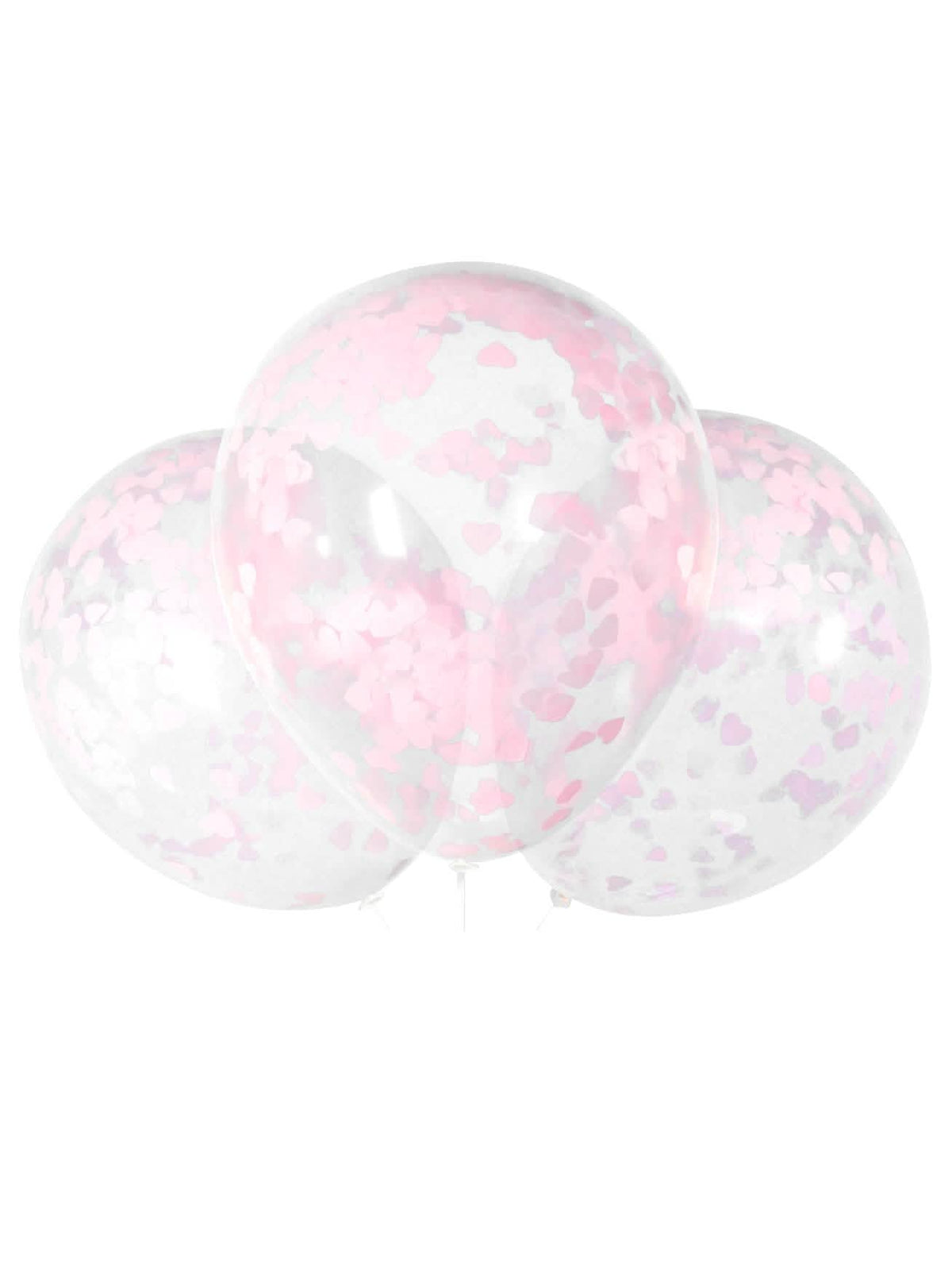 balões de látex confettis corações para festa transparentes e rosas