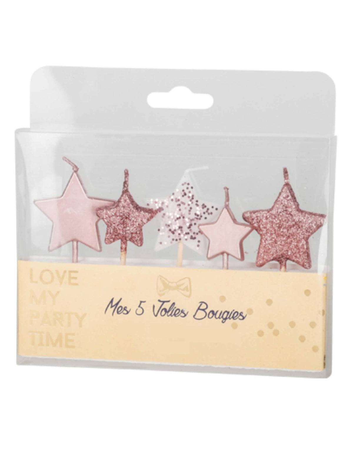 5 velas estrelas em espeto degradado ouro rosa com brilhantes