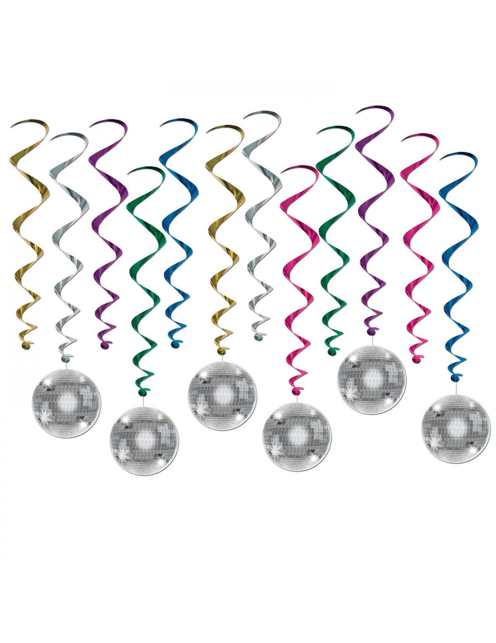 Decorações para suspender em espiral Bola disco para festa multicores e prateado