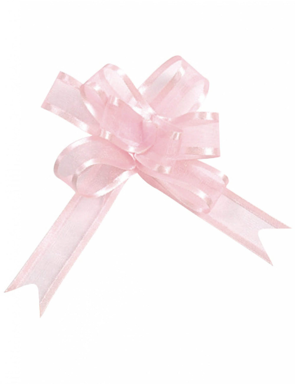 Mini laços de organza puxáveis para decoração cor-de-rosa