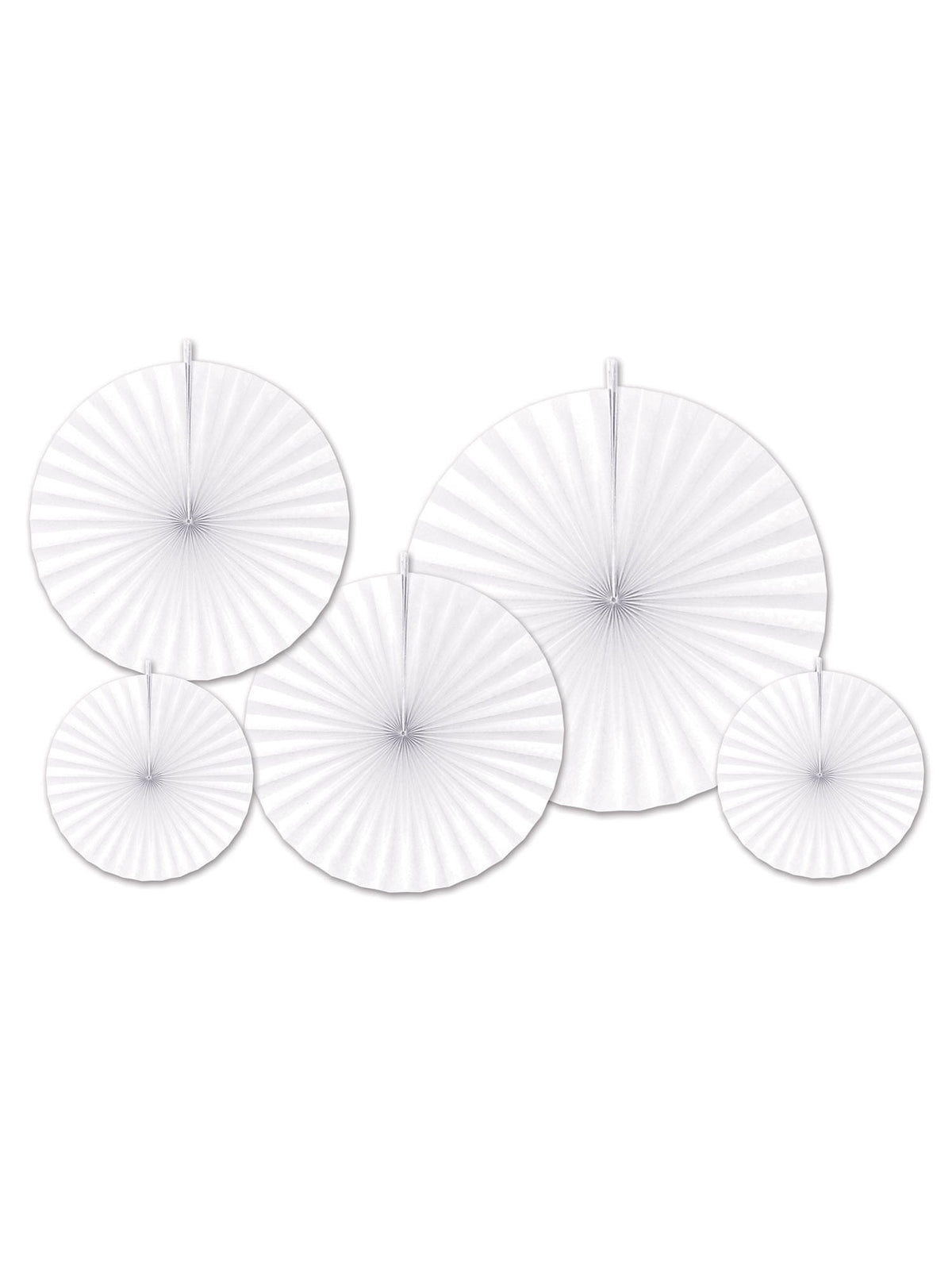 5 rosaces en papier pour décoration de fête blanches