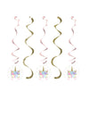 Suspensions en spirales licorne féerique pour fête rose et or