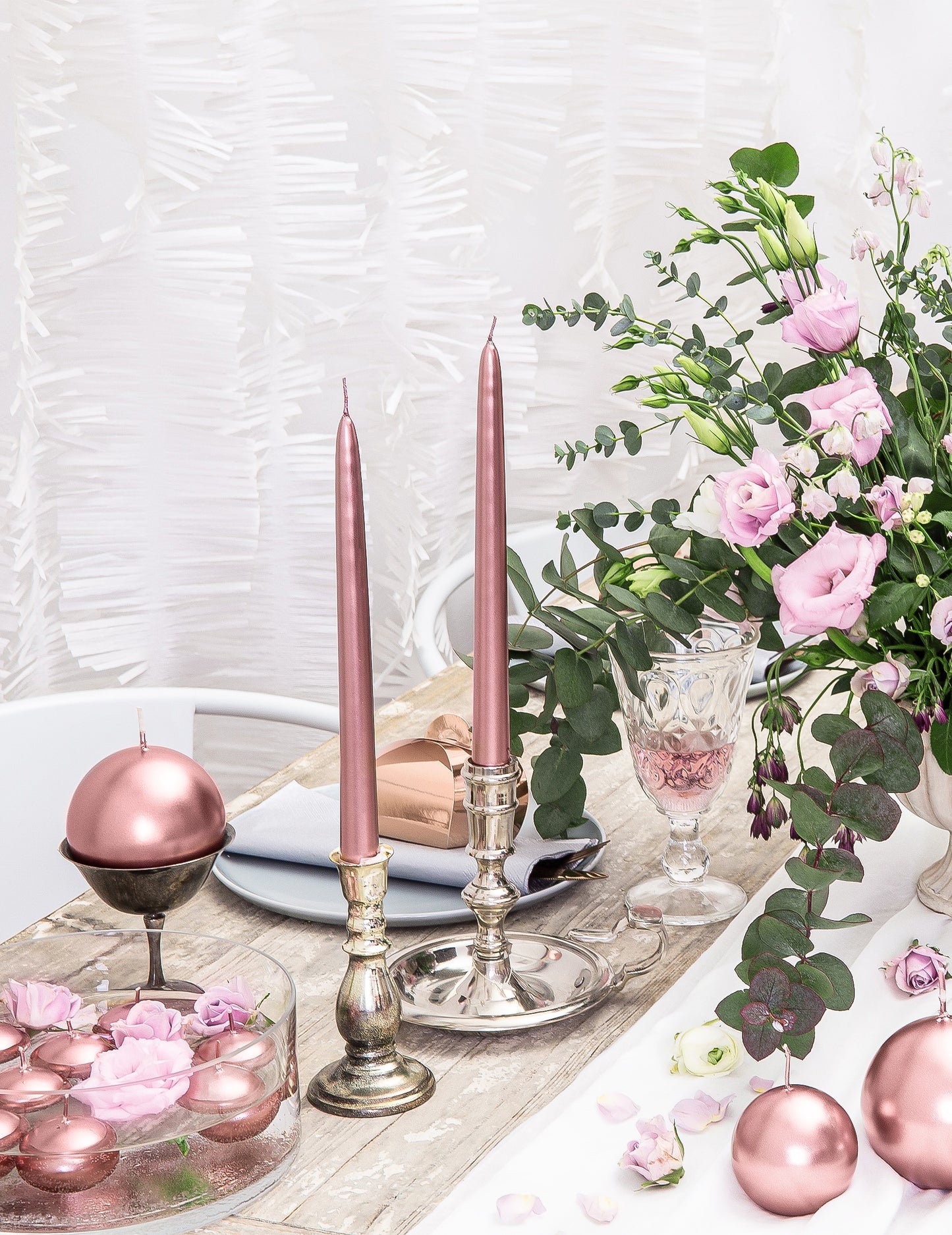 50 velas flutuantes metalizadas ouro rosa 40 mm