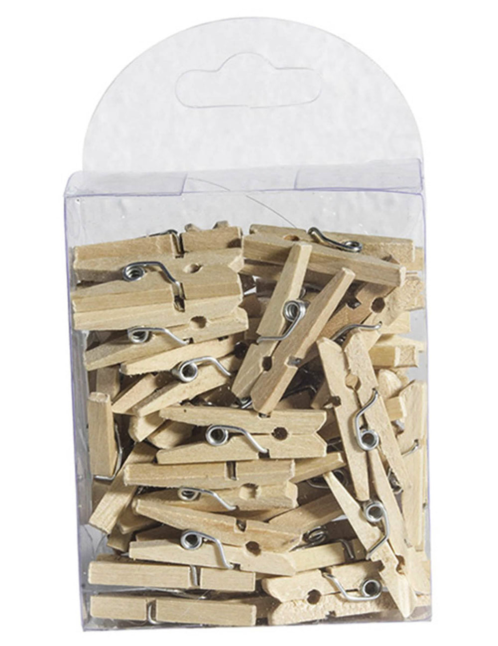 50 mini molas de roupa em madeira natural