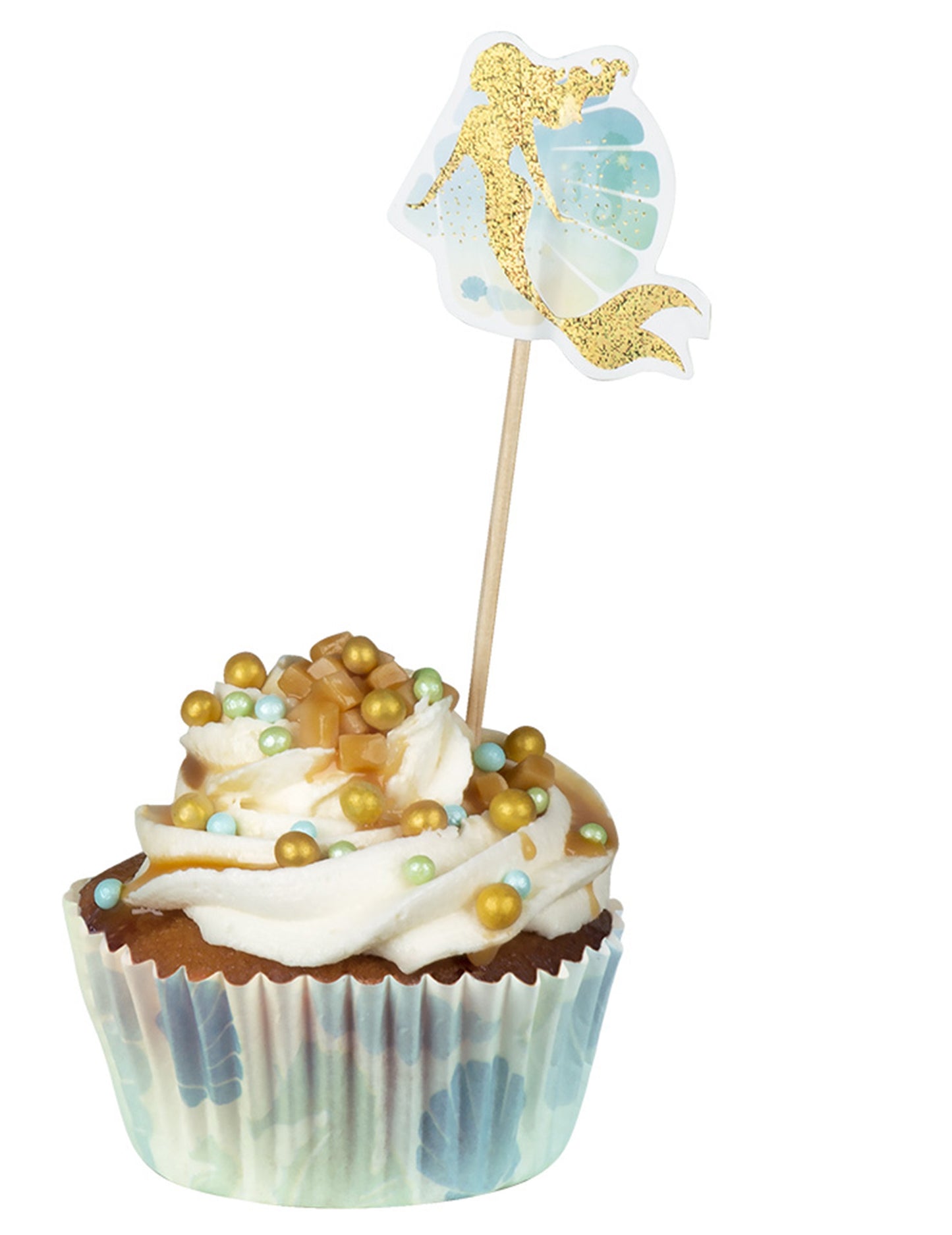 Pic décoratif sirène doré du moule à cupcakes Sirène Lagune