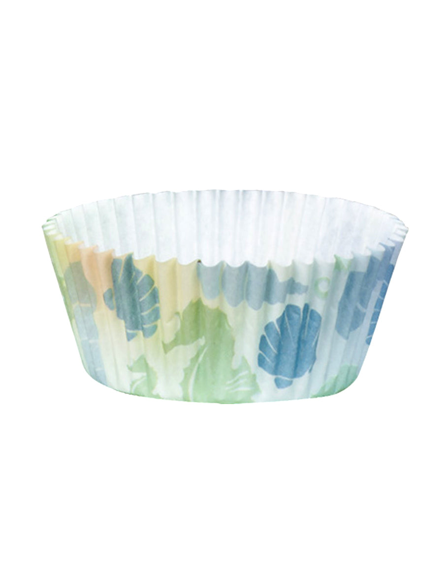 Moule à cupcakes Sirène Lagune en papier pastel aux motifs de coquillages et hippocampes