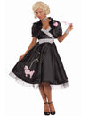 Déguisement rockabilly des années 50 avec caniche pour femme noir et argent