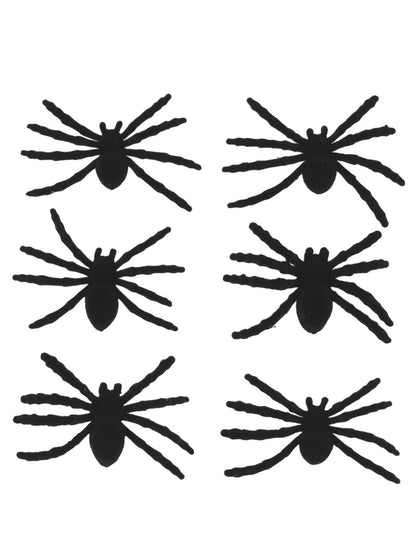 6 aranhas adesivas em veludo preto 7 x 5,5 cm