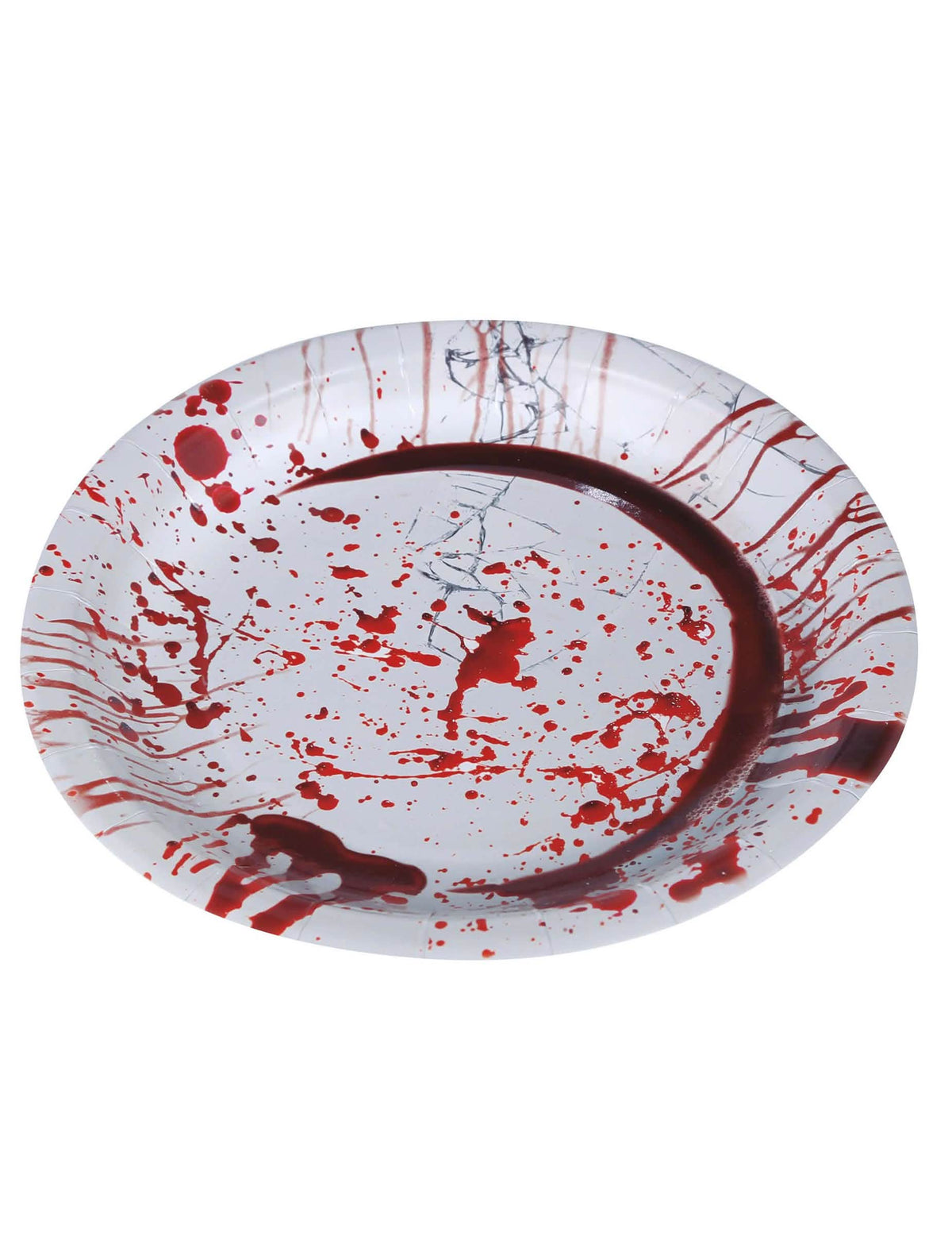 Detalhe das manchas de sangue dos pratos de cartão halloween ensanguentado